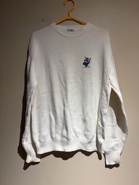 Vintage Crazy Shirts Hawaii Knit Crewneck Cat Size Large White Flaws